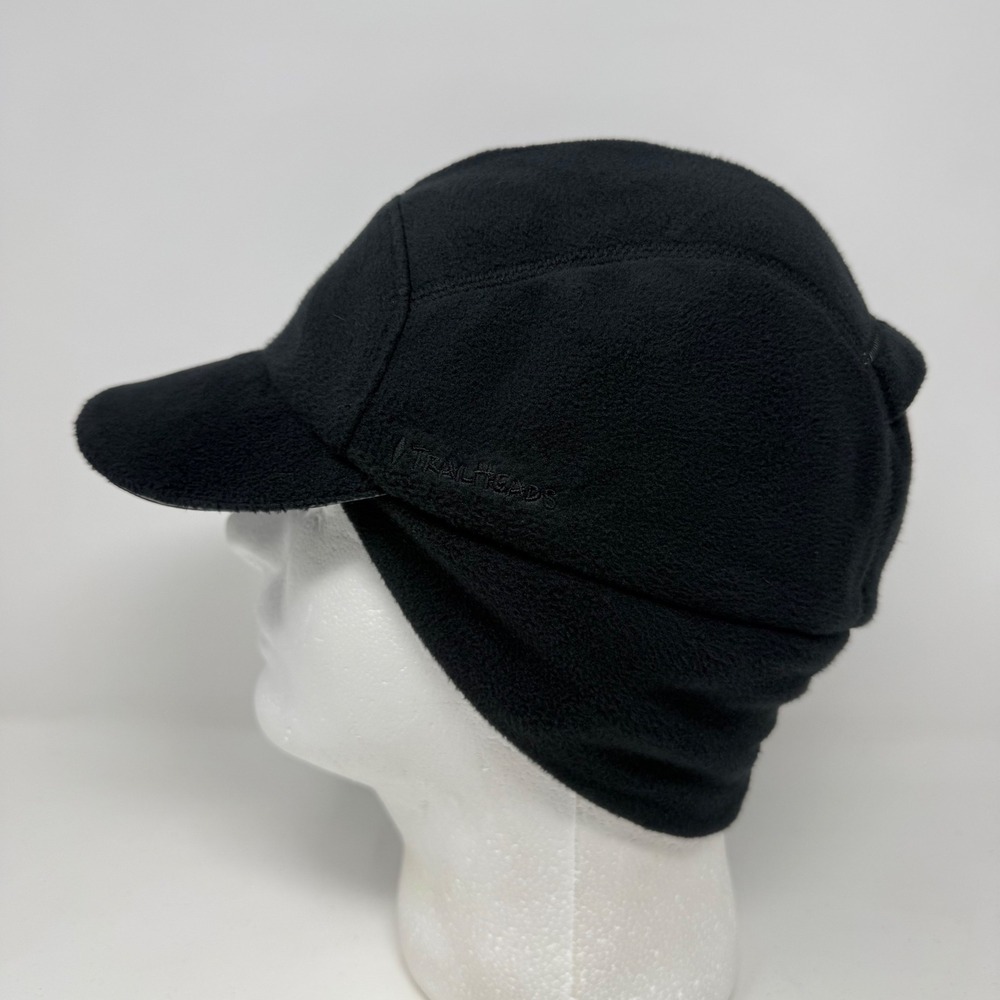 TrailHeads Black Fleece Ponytail Hat with Ear Warmers Winter Running Cap P095